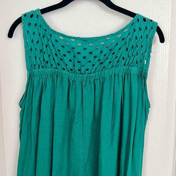 Allegra Masetti Firenze Sleeveless 100% Linen Dress with Eyelet Detail - Picture 9 of 13